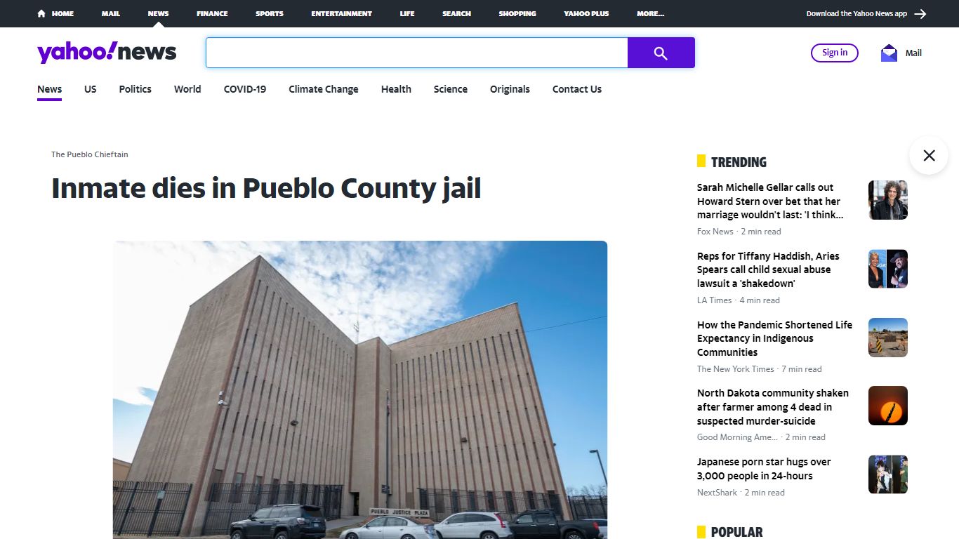 Inmate dies in Pueblo County jail - news.yahoo.com