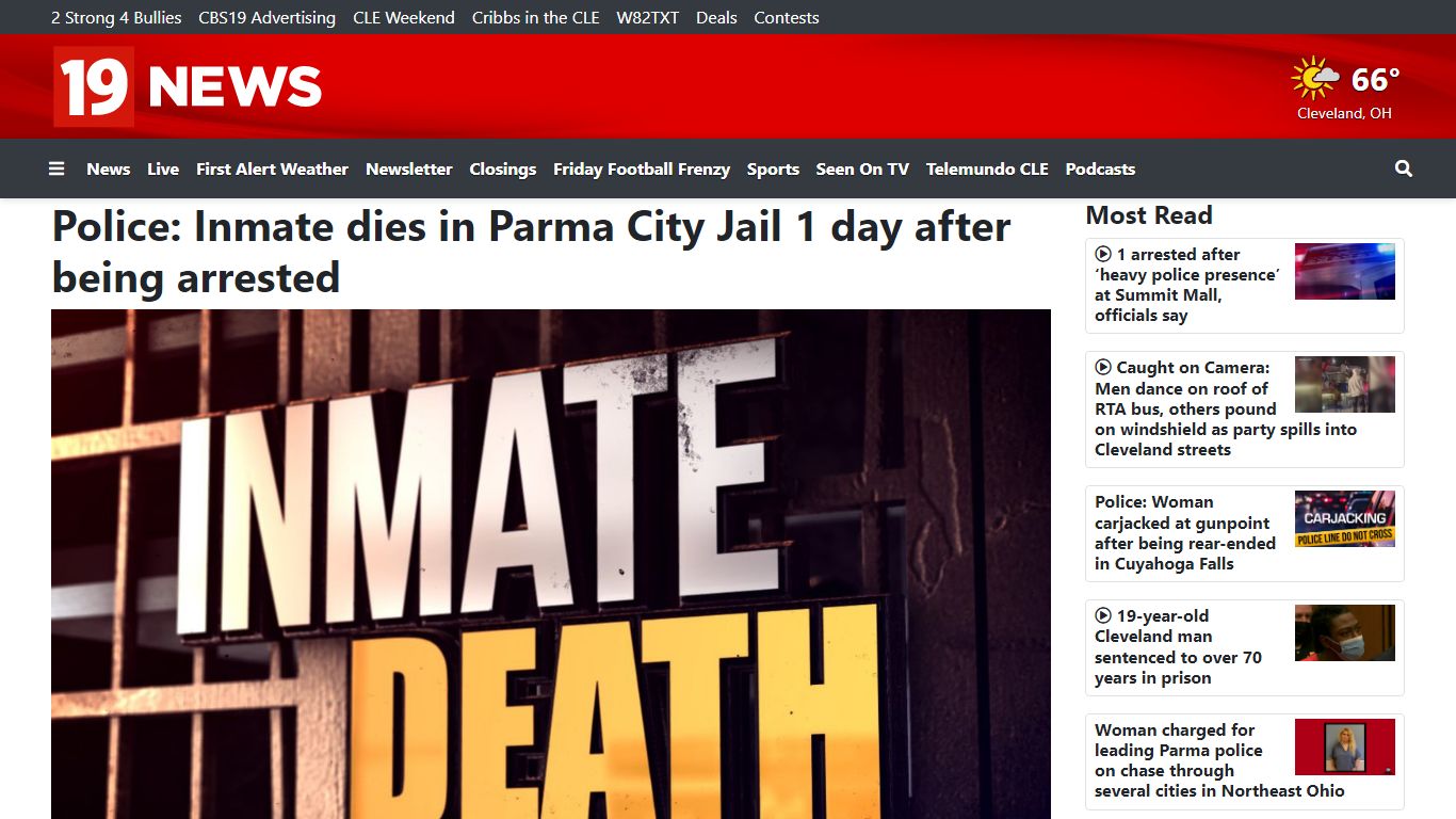 Police: Inmate dies in Parma City Jail 1 day after being arrested